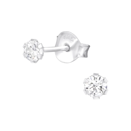Round 3mm - 925 Sterling Silver Basic Ear Studs