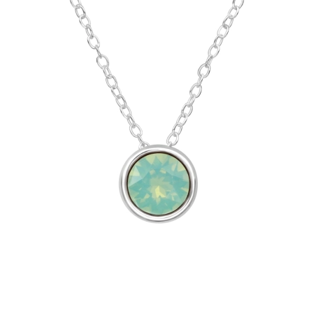 Round  With Genuine European Crystals - 925 Sterling Silver Lacrystale Silver Necklaces