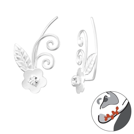 Flower Ear Cuffs and Ear climbers Jewellery | All4silver