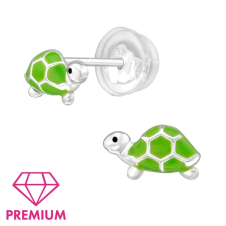 Turtle - Premium - 925 Sterling Silver Ear Studs With Enamel Colors
