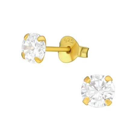 Round 5mm - 925 Sterling Silver Basic Ear Studs