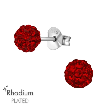 Ball Ear Studs with Crystal stones Jewellery | All4silver