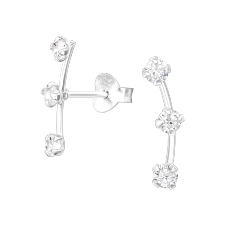 Sparkling - 925 Sterling Silver Ear Studs with Zirconia stones