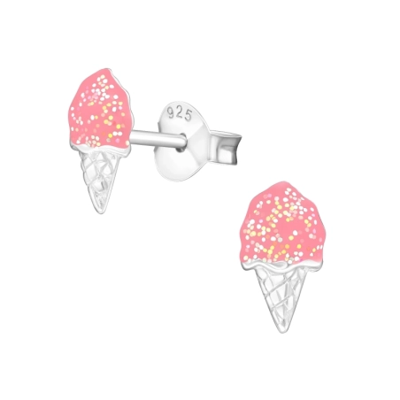 Ice Cream - 925 Sterling Silver Colorful ear studs for kids
