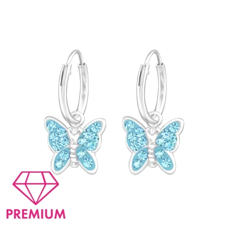 Hanging Butterfly - *Premium - 925 Sterling Silver Children Hoops
