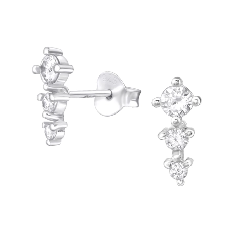 Sparkling Ear Studs with Zirconia stones Jewellery | All4silver
