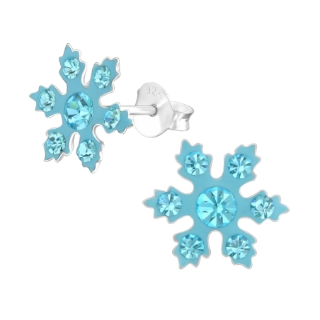 Snowflake Ear studs with stones Jewellery | All4silver