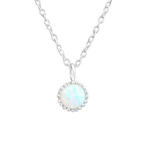 Round - 925 Sterling Silver Necklace with stones