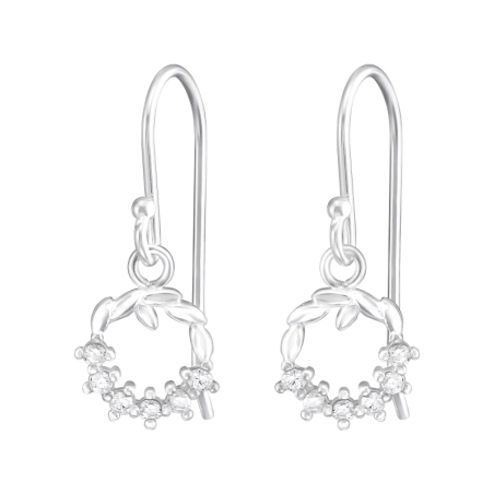 Christmas Wreath Earrings with Zirconia stones Jewellery | All4silver