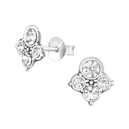 Antique Ear Studs with Crystal stones Jewellery | All4silver