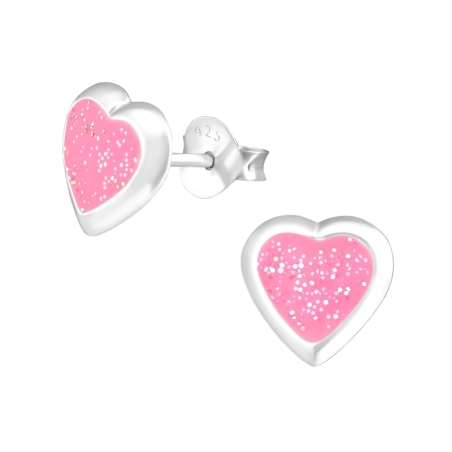 Heart Ear studs with enamel colors Jewellery | All4silver