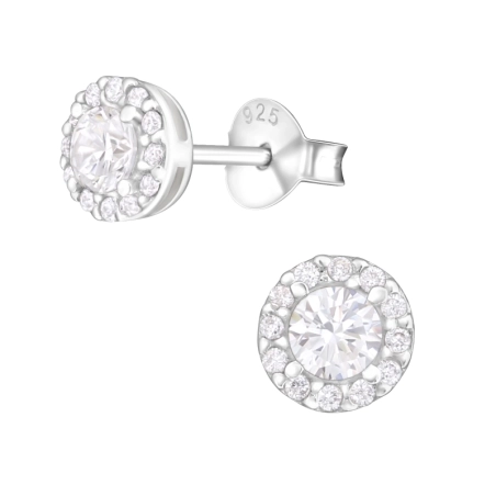 Sparkling Ear Studs with Zirconia stones Jewellery | All4silver