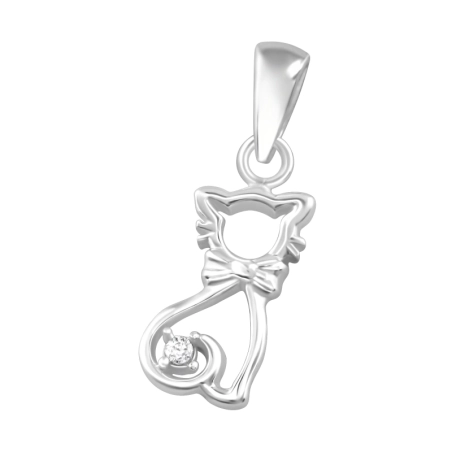 Cat Pendants with Zirconia stones Jewellery | All4silver