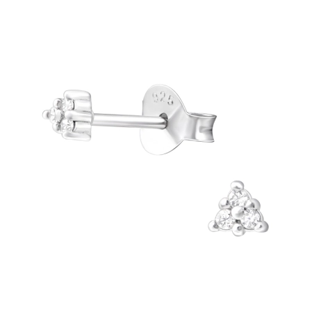 Triangle Ear Studs with Zirconia stones Jewellery | All4silver