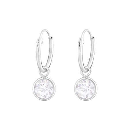 Hanging Round - 925 Sterling Silver Ear Hoops