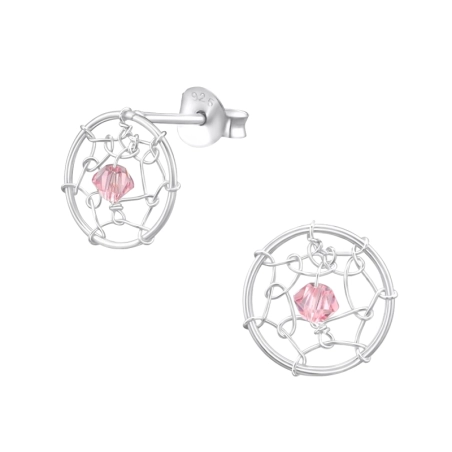 Dreamcatcher Ear Studs with Crystal stones Jewellery | All4silver