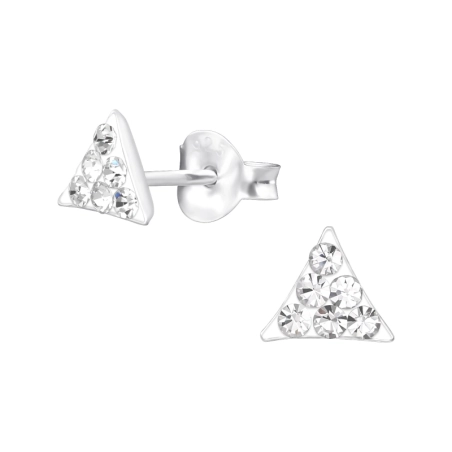 Triangle Ear studs with stones Jewellery | All4silver
