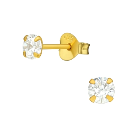 Round 4mm - 925 Sterling Silver Basic Ear Studs