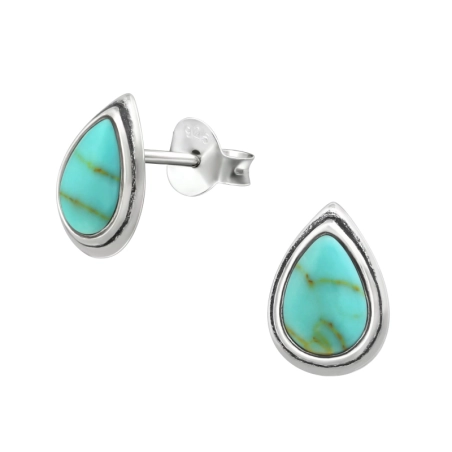 Pear Ear Studs with semi-precious stones Jewellery | All4silver