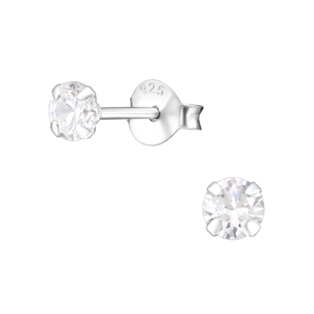 Round 4mm - 925 Sterling Silver Basic Ear Studs