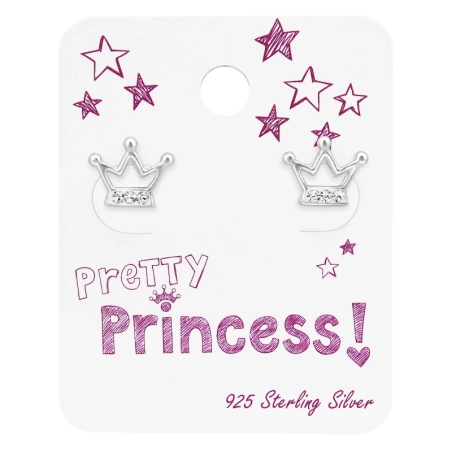 Crown Ear Studs With Crystal On Princess Cards Jewelry Sets Jewellery | All4silver