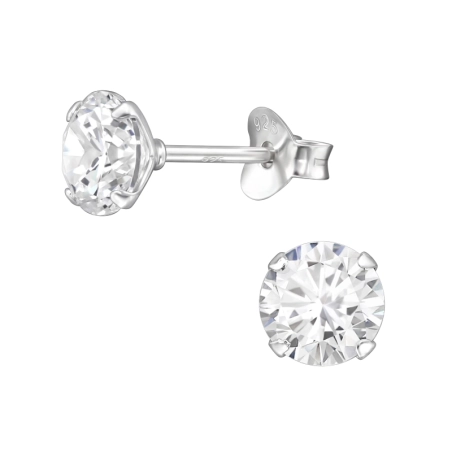 Round 6mm - 925 Sterling Silver Basic Ear Studs