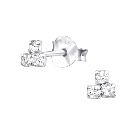 Triangle Ear Studs with Crystal stones Jewellery | All4silver