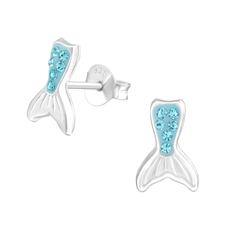 Mermaid Tail Ear studs with stones Jewellery | All4silver