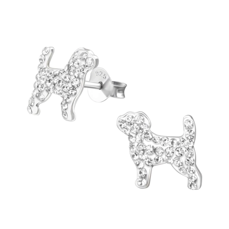 Dog Ear studs with stones Jewellery | All4silver