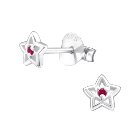 Star - 925 Sterling Silver Ear Studs with Zirconia stones
