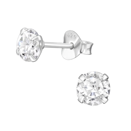 Round 5mm - 925 Sterling Silver Basic Ear Studs