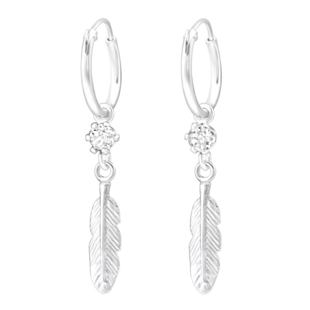 Feather Ear Hoops Jewellery | All4silver