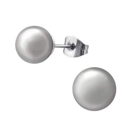 Synthetic Pearl 8mm Steel Ear Studs Jewellery | All4silver