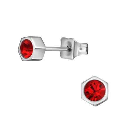 Hexagonal Steel Ear Studs Jewellery | All4silver