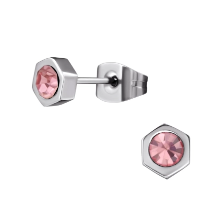 Hexagonal Steel Ear Studs Jewellery | All4silver