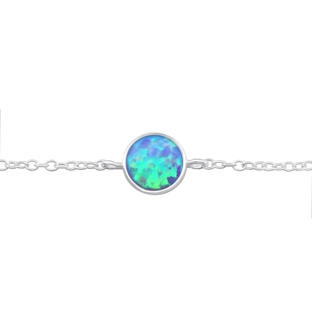 Round Opal Silver chain bracelet Jewellery | All4silver