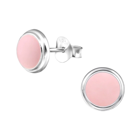 Round Ear studs with enamel colors Jewellery | All4silver