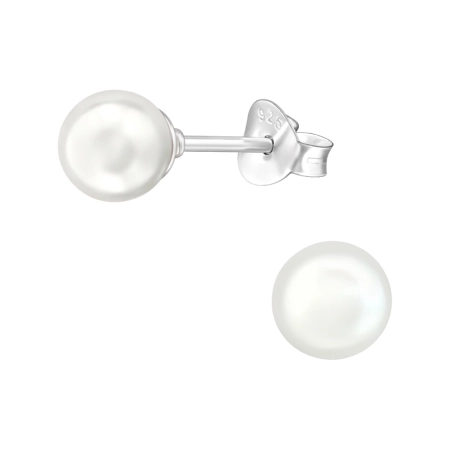 Synthetic 6mm Ear Studs with Pearls Jewellery | All4silver