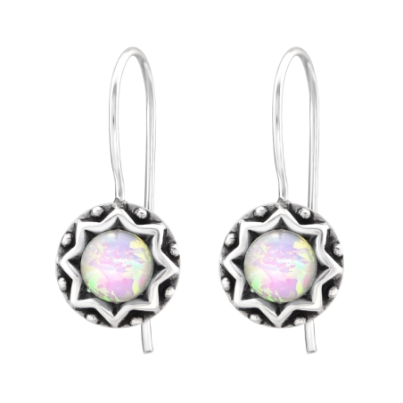 Round Earrings with semi-precious stones & Opal Jewellery | All4silver