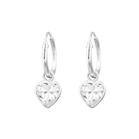 Drop Heart Ear Hoops Jewellery | All4silver