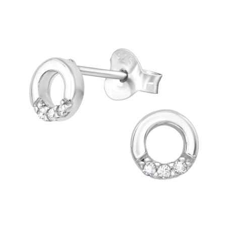 Round Ear Studs with Zirconia stones Jewellery | All4silver