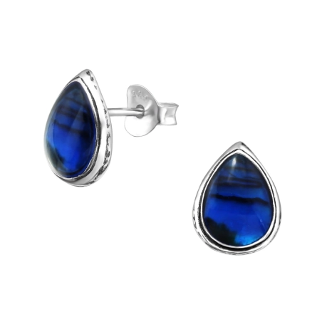 Pear Ear Studs with semi-precious stones Jewellery | All4silver