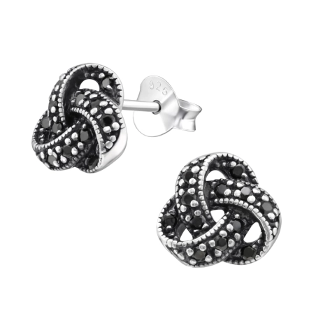 Knot Ear Studs with Zirconia stones Jewellery | All4silver