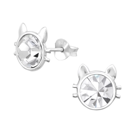 Cat Ear studs with stones Jewellery | All4silver
