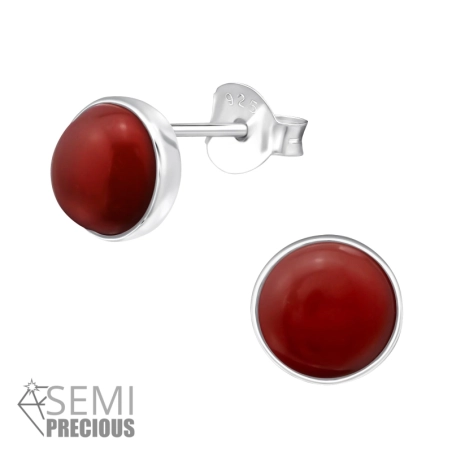 Round Ear Studs with semi-precious stones Jewellery | All4silver