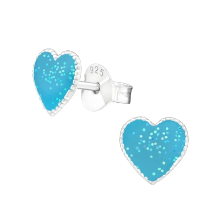 Heart Ear studs with enamel colors Jewellery | All4silver