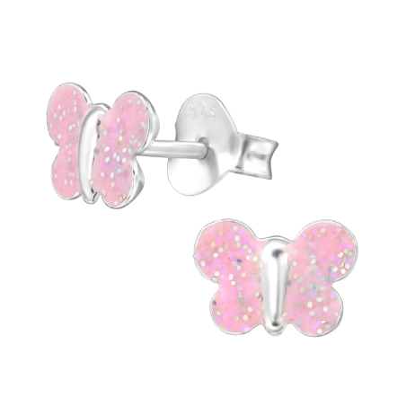 Glittering Butterfly Ear studs with enamel colors Jewellery | All4silver