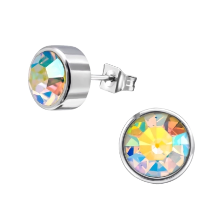 Round crystal - 316L Surgical Grade Stainless Steel Steel Ear Studs