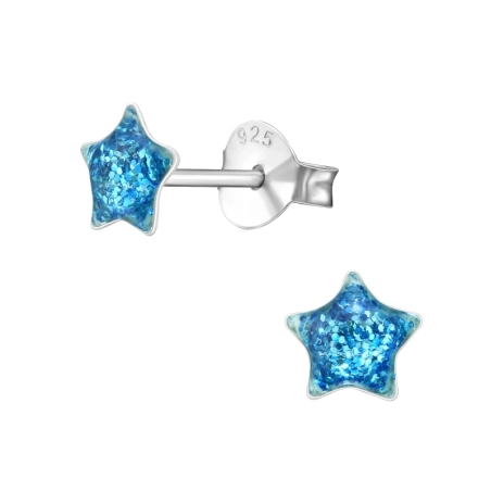 Star Ear studs with enamel colors Jewellery | All4silver