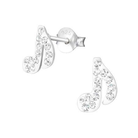 Music Note Ear studs with stones Jewellery | All4silver